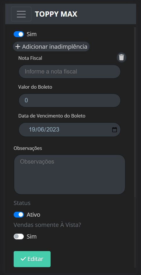 Edição de cliente mobile