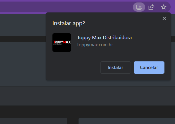 Aplicativo da Toppy Max disponível no seu dispositivo